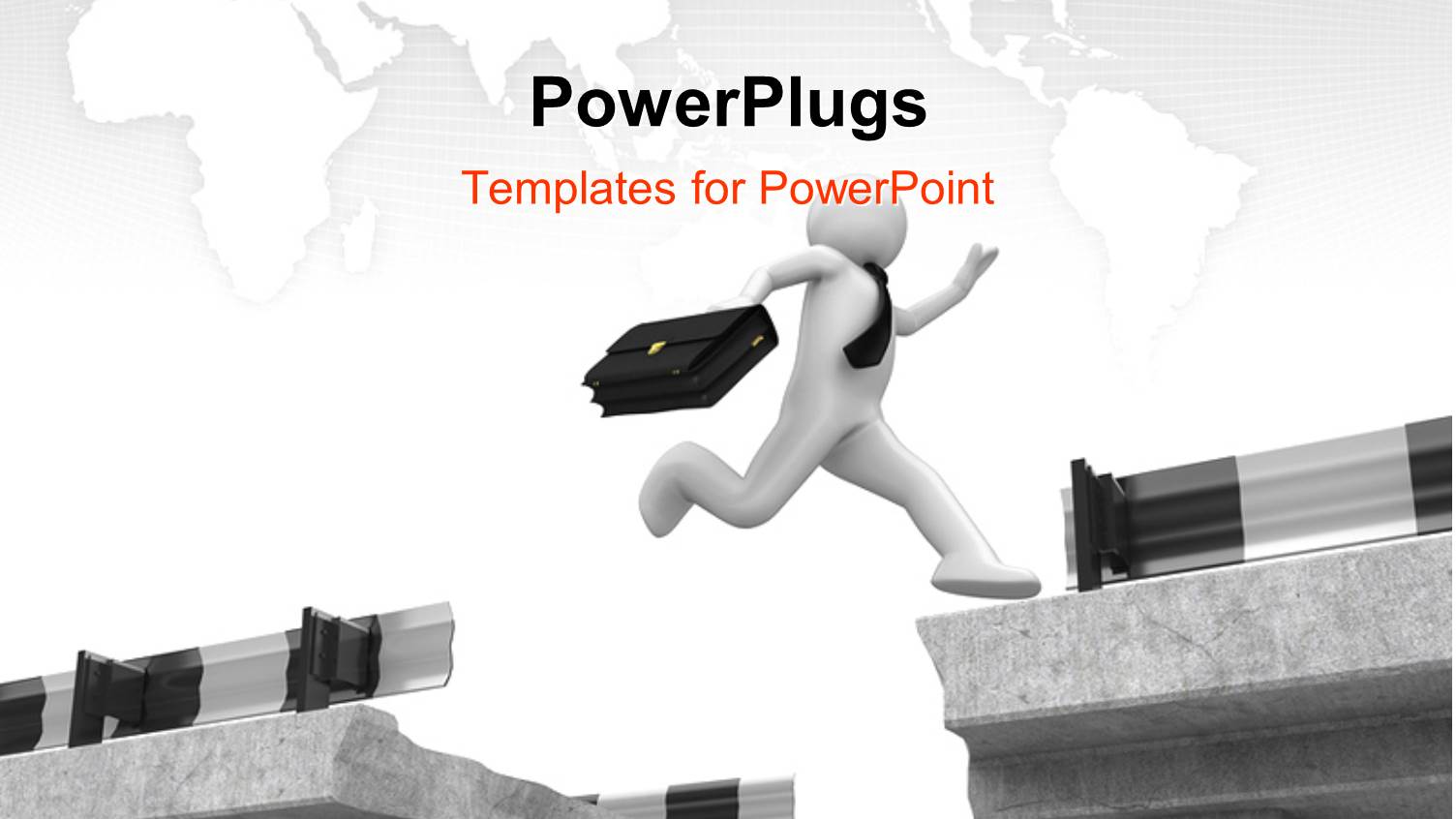 Business Man Crossing Hurdles with Global Map