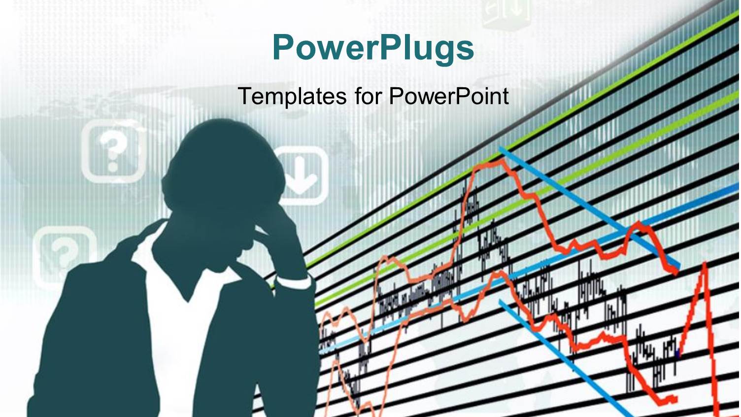 Business Man Deep in Thought Over Colorful Financial Charts 