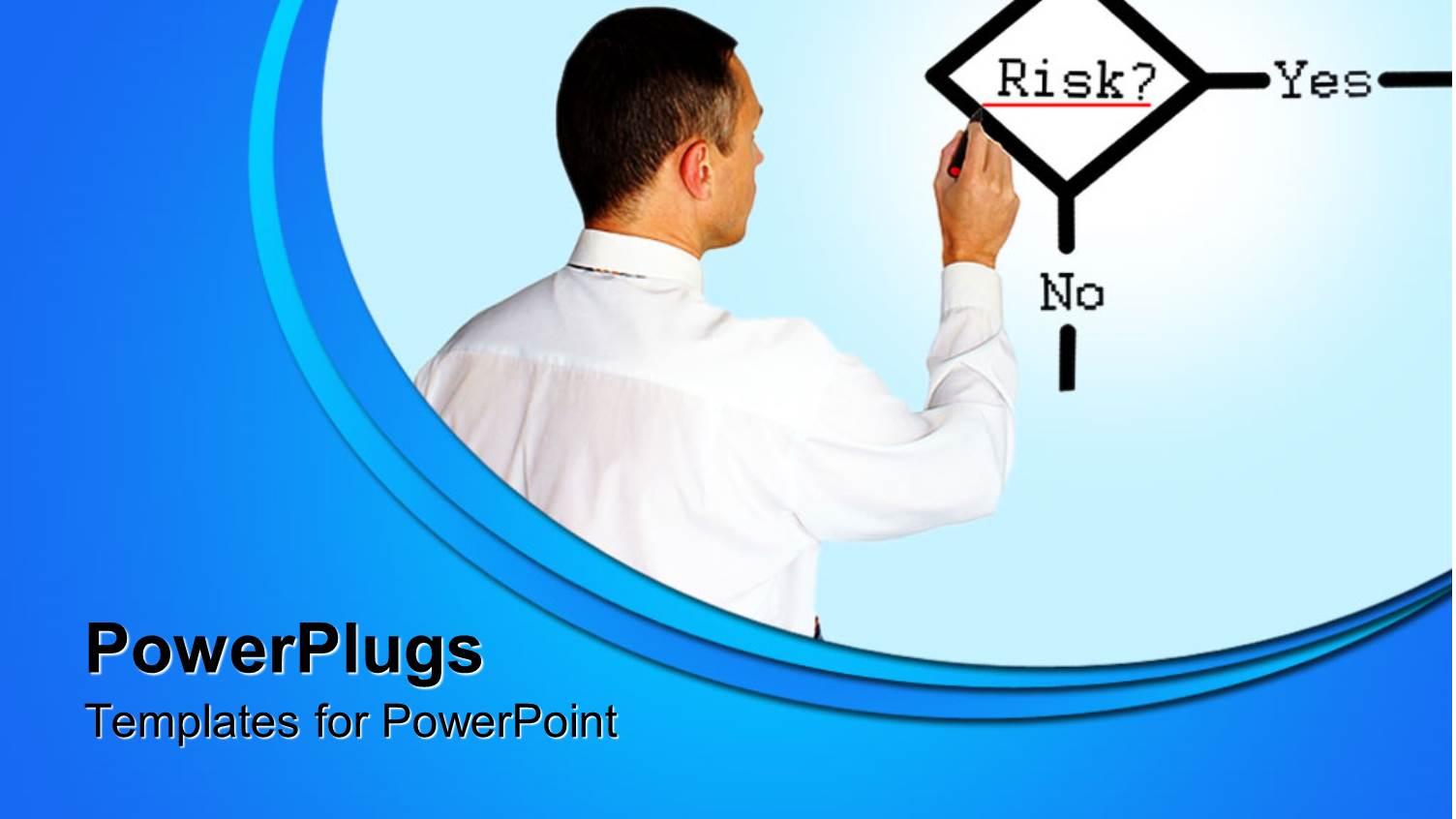 Business Man Drawing a Risk Diagram with Yes and no Words Connected to the Risk Word