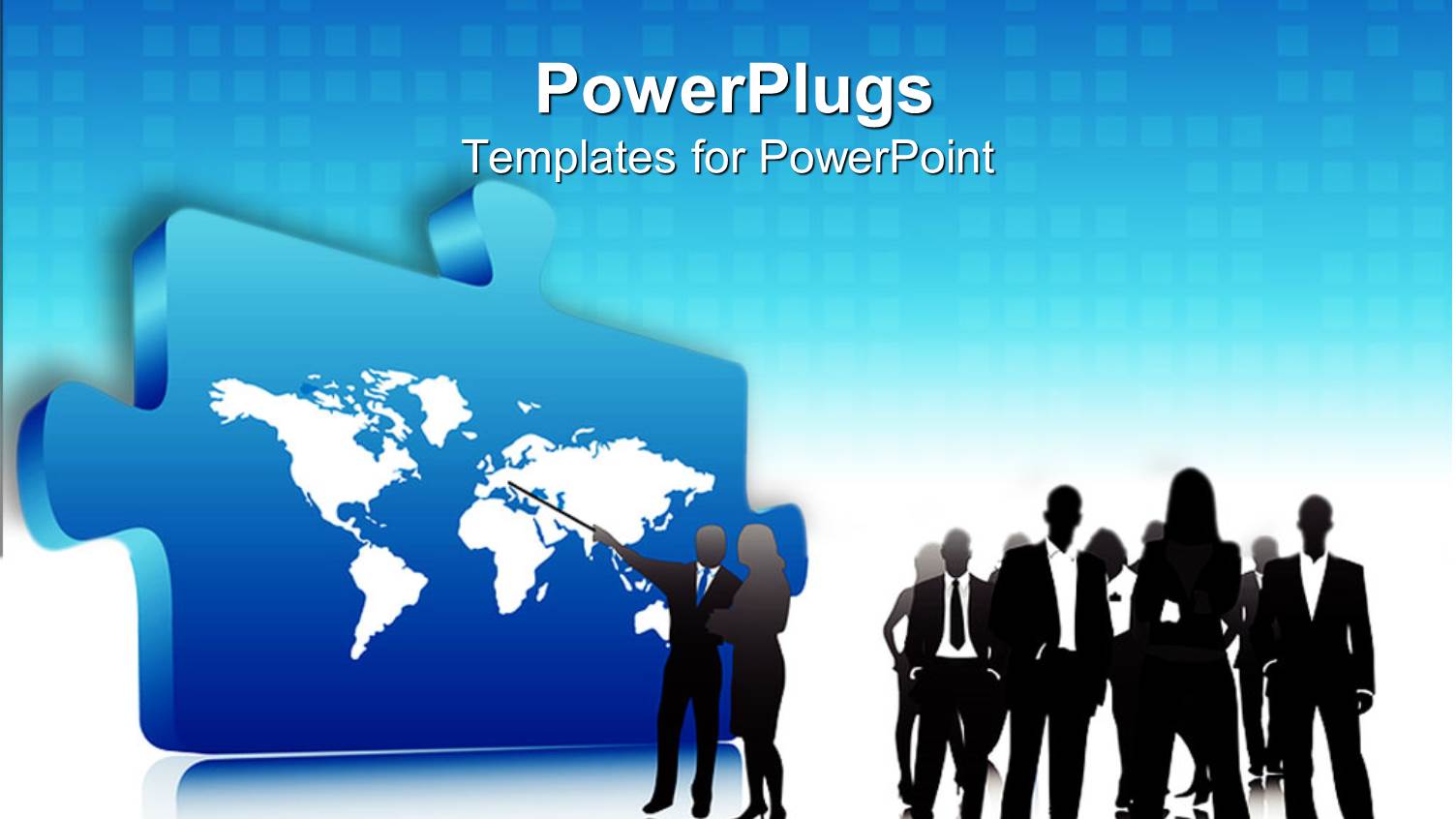 Business Man Educating Others on World Map Drawn on Puzzle Piece