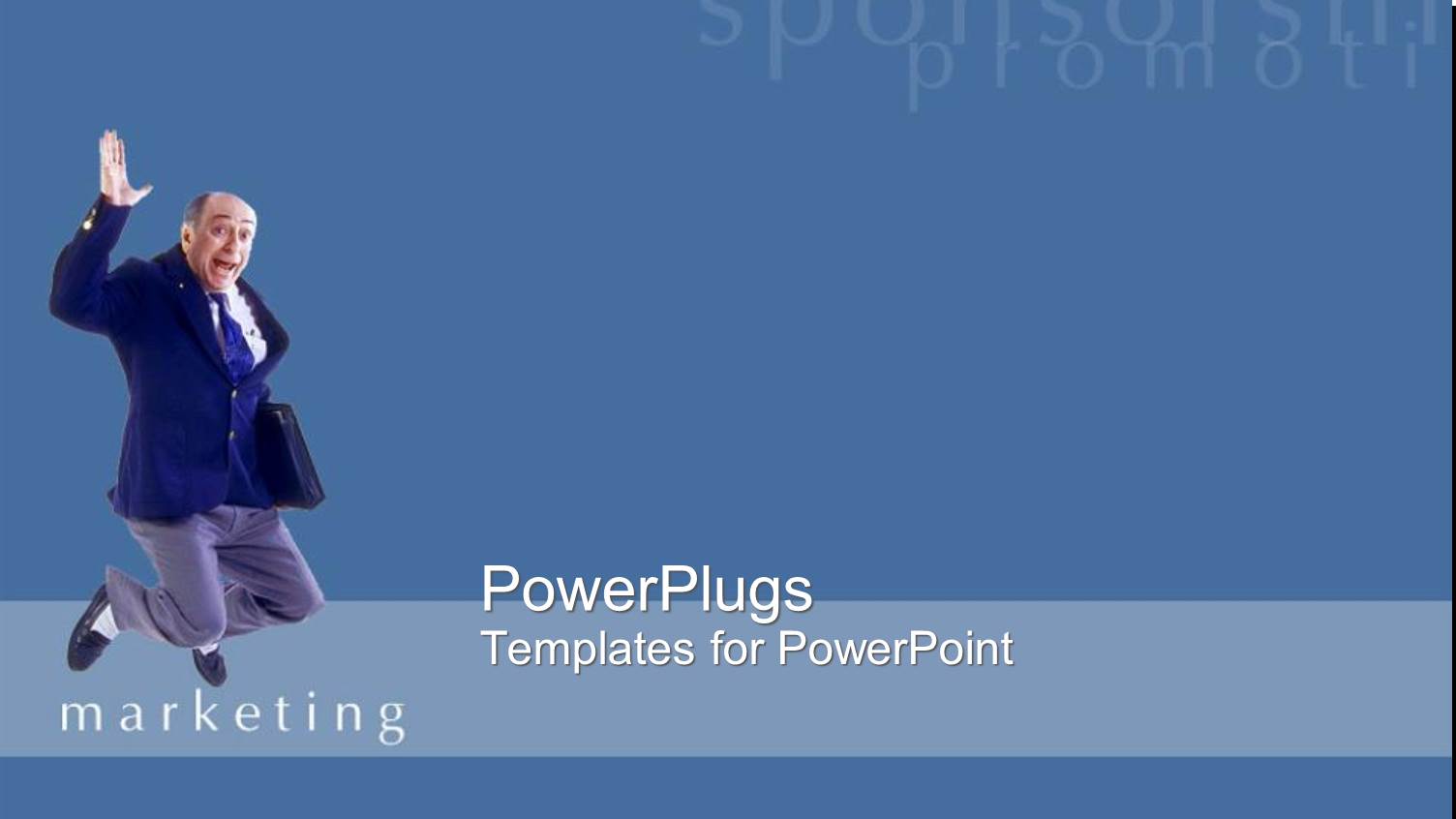 Business Man Holding Side Bag Jumps Up Joyful for Successful Marketing 