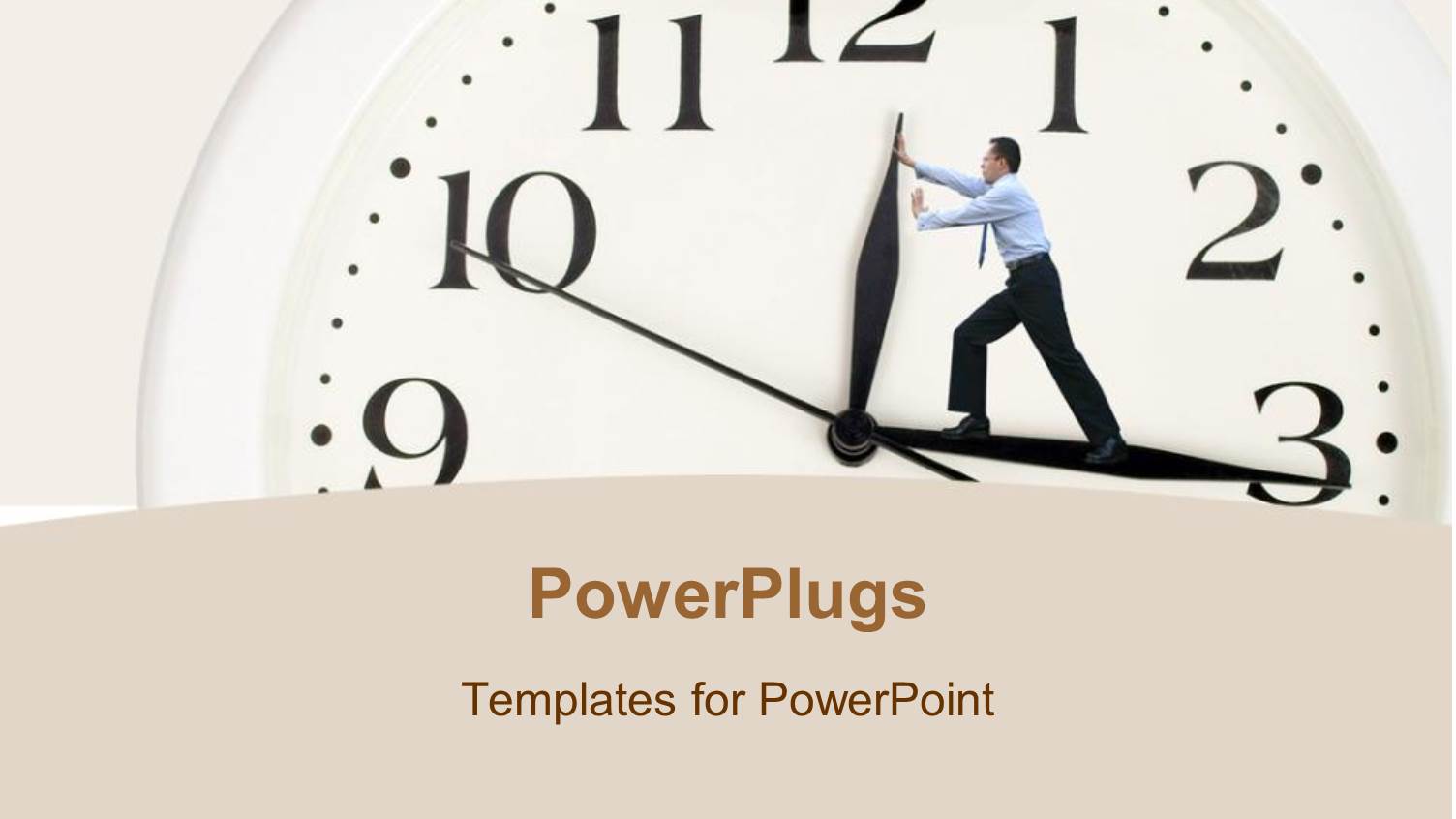 Business Man Pushing Back the Hand of large Clock