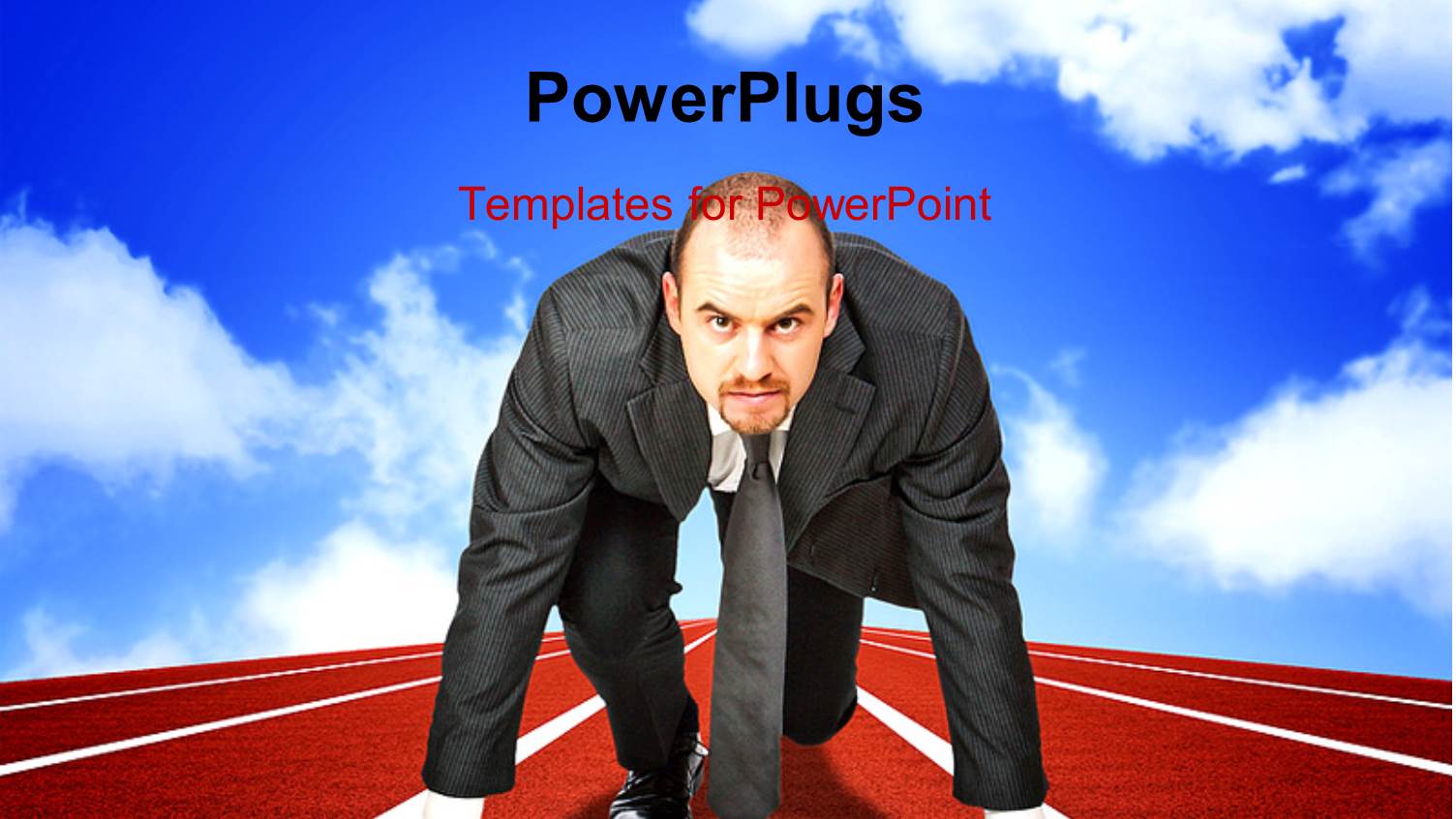 a Business Man on a Race Track about to Run