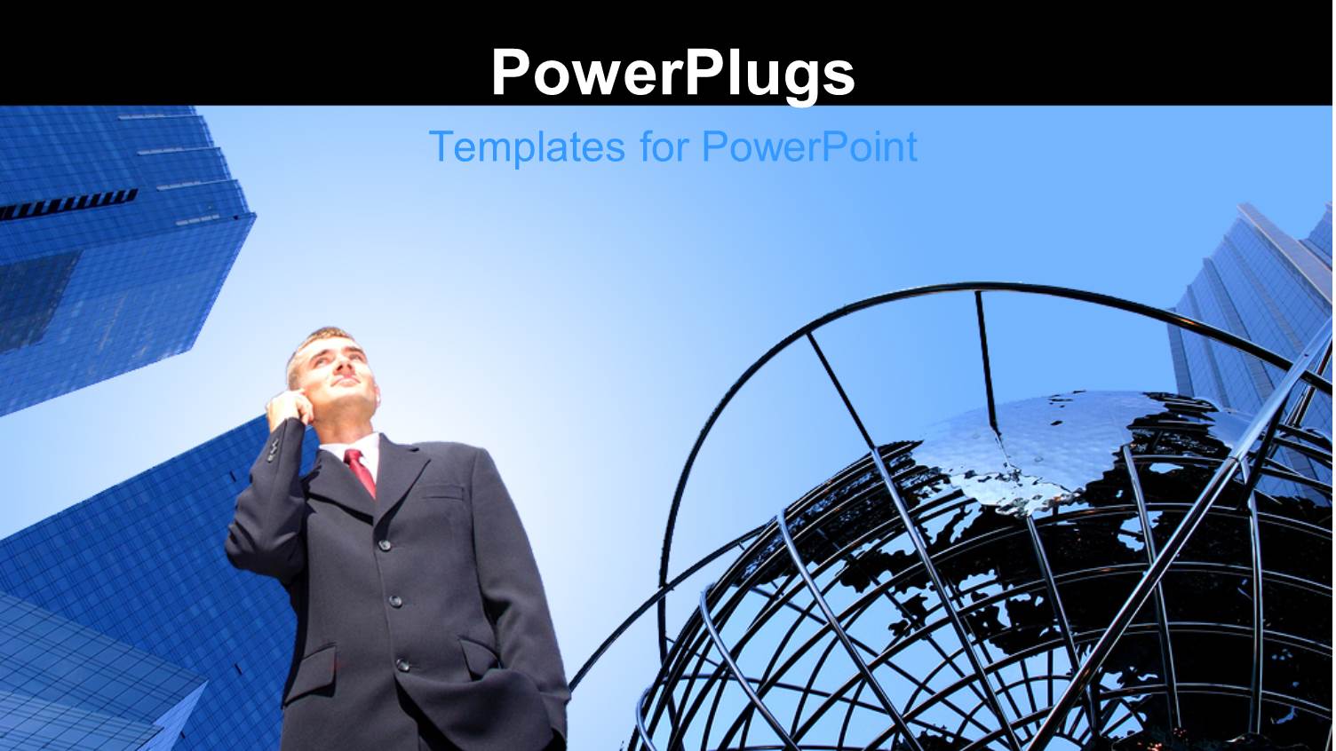 a Business Man Receiving a Phone Call Under a Blue Sky