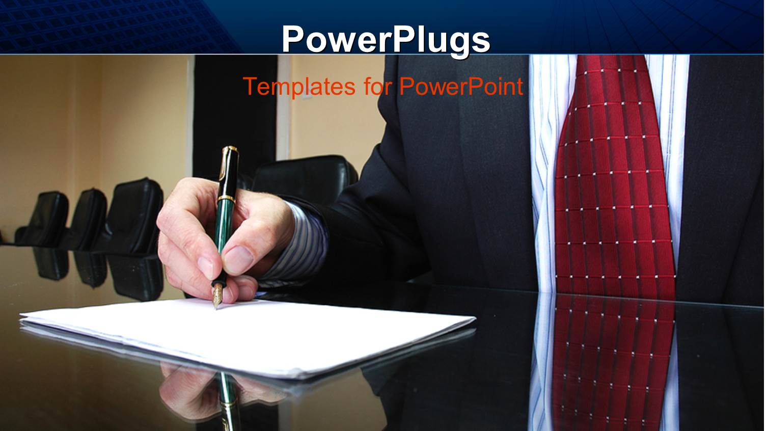 Business Man Sign White Paper Document on Conference Table