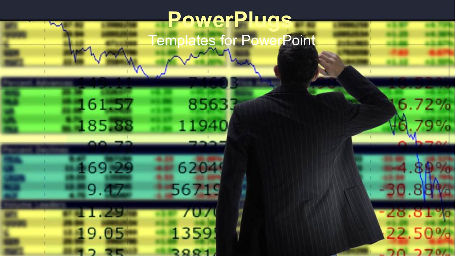 Business Man Smoking and Looking at Stock Quotes Monitor