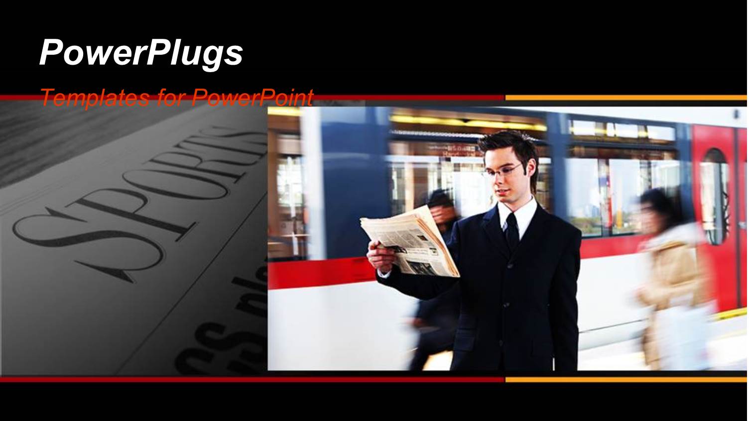 a Business Man Standing at a Train Station and Reading a News Paper