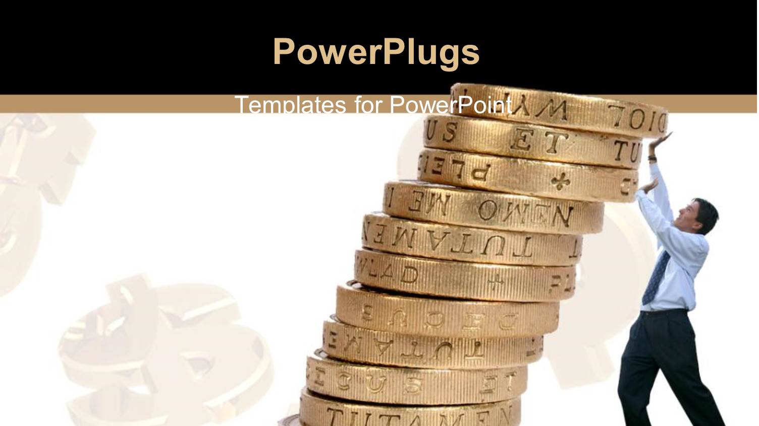 Business Man Supporting Pile of Coins to Prevent them from Falling