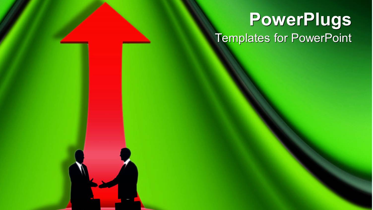 Business Men Carrying Briefcase Shake Hands with Red Arrow Showing Direction