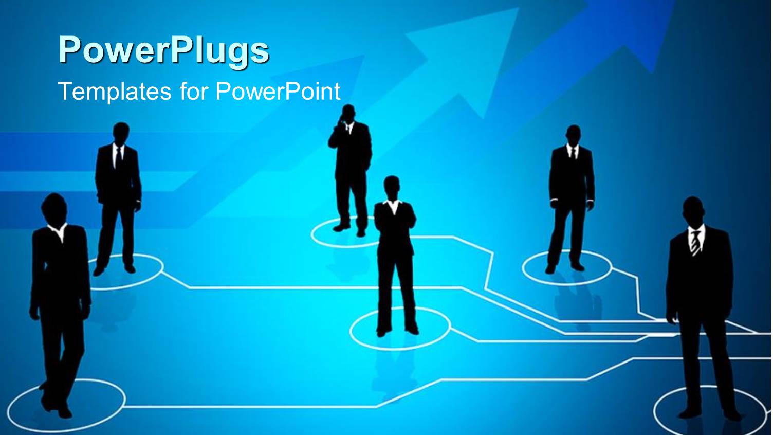 Business Men Connected by Circuit Lines on Blue Background