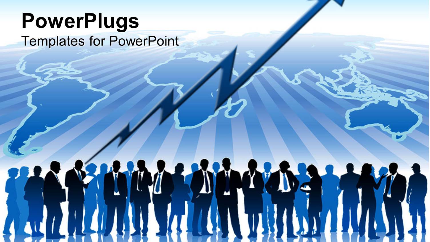 Business Men Standing Over Globe Nd Growth Chart Pointing Upwards