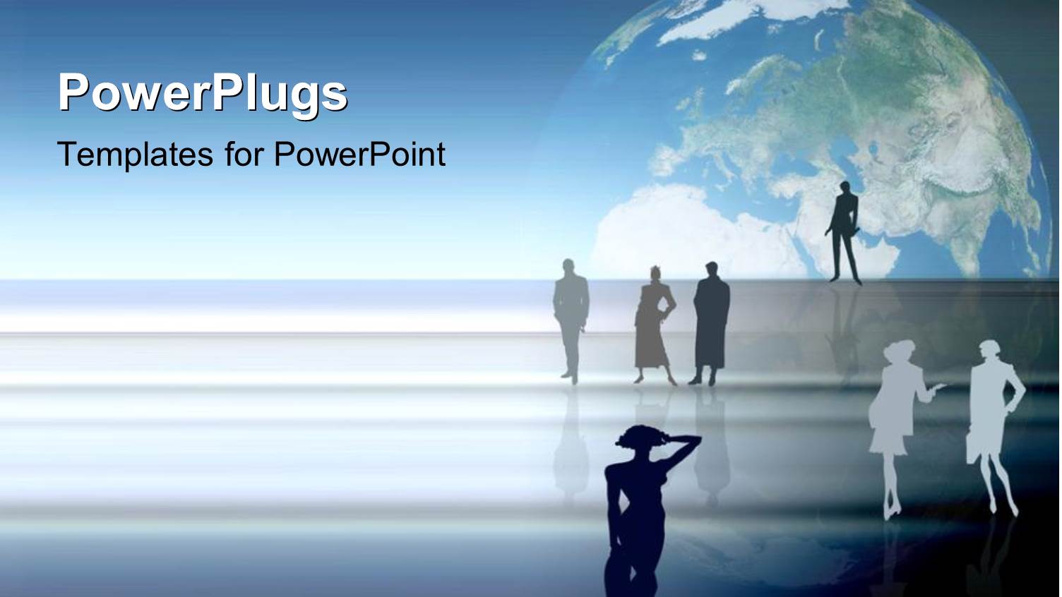 Business Men and Women in Front of Globe Background