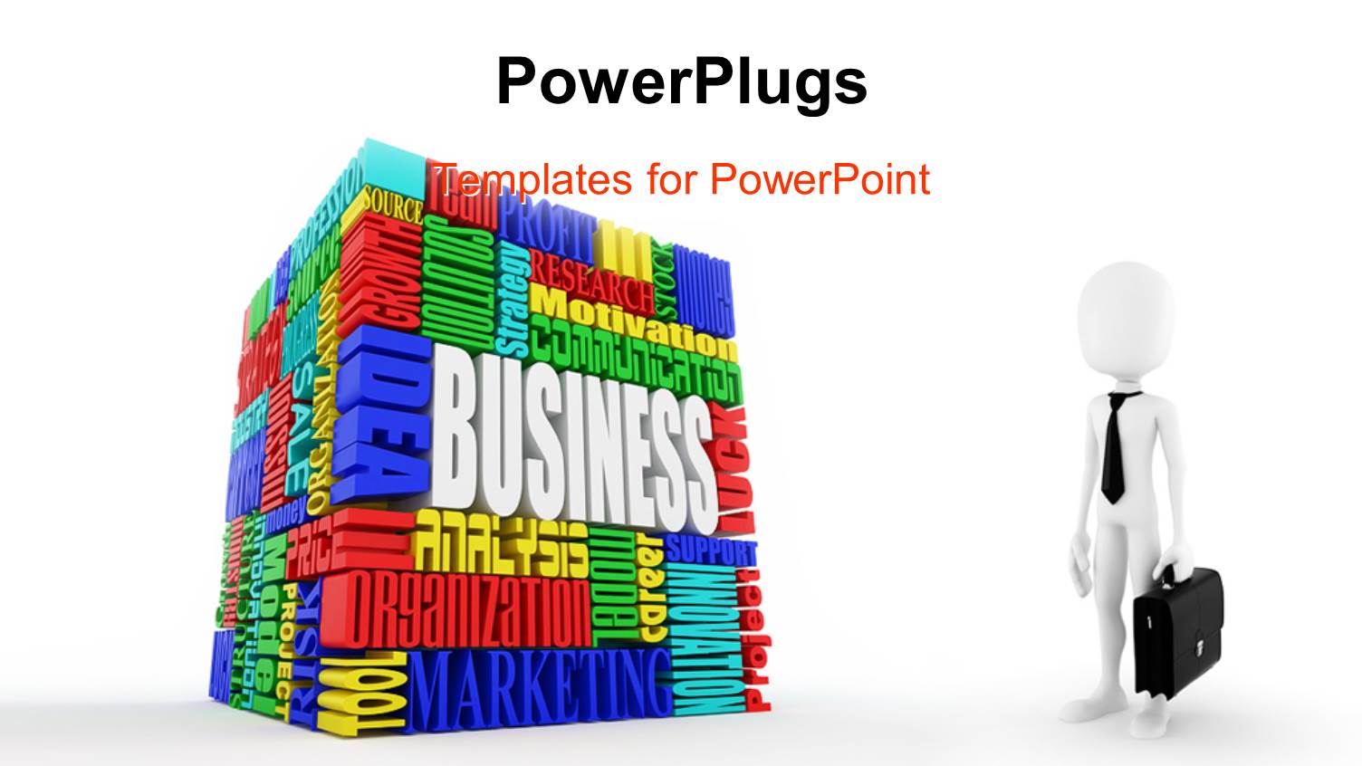 what is a Business Metaphor with Word Block, Businessman with Tie and Brief Case