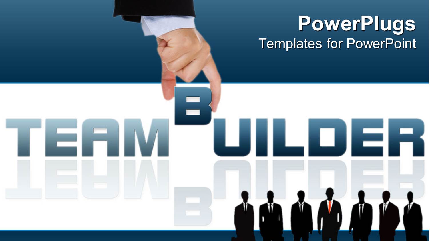 Business People with Briefcases Over Blue and White Background with Text TEAM BUILDER