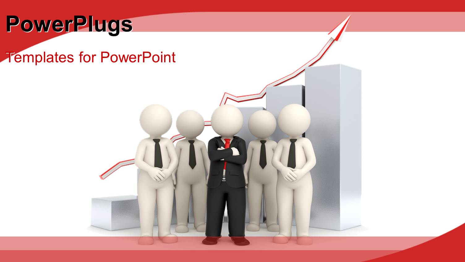 Business Team Standing by Financial Chart with Arrow