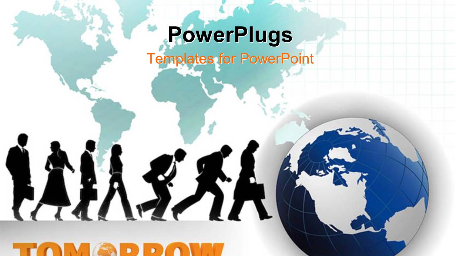 Business People Moving in Same Direction and Globe Over World Map