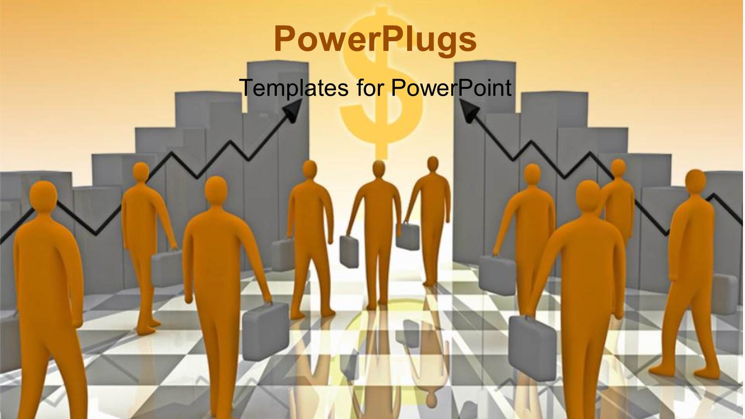 Business People Moving Towards Wealth and Growth with 3D Bars and Arrows