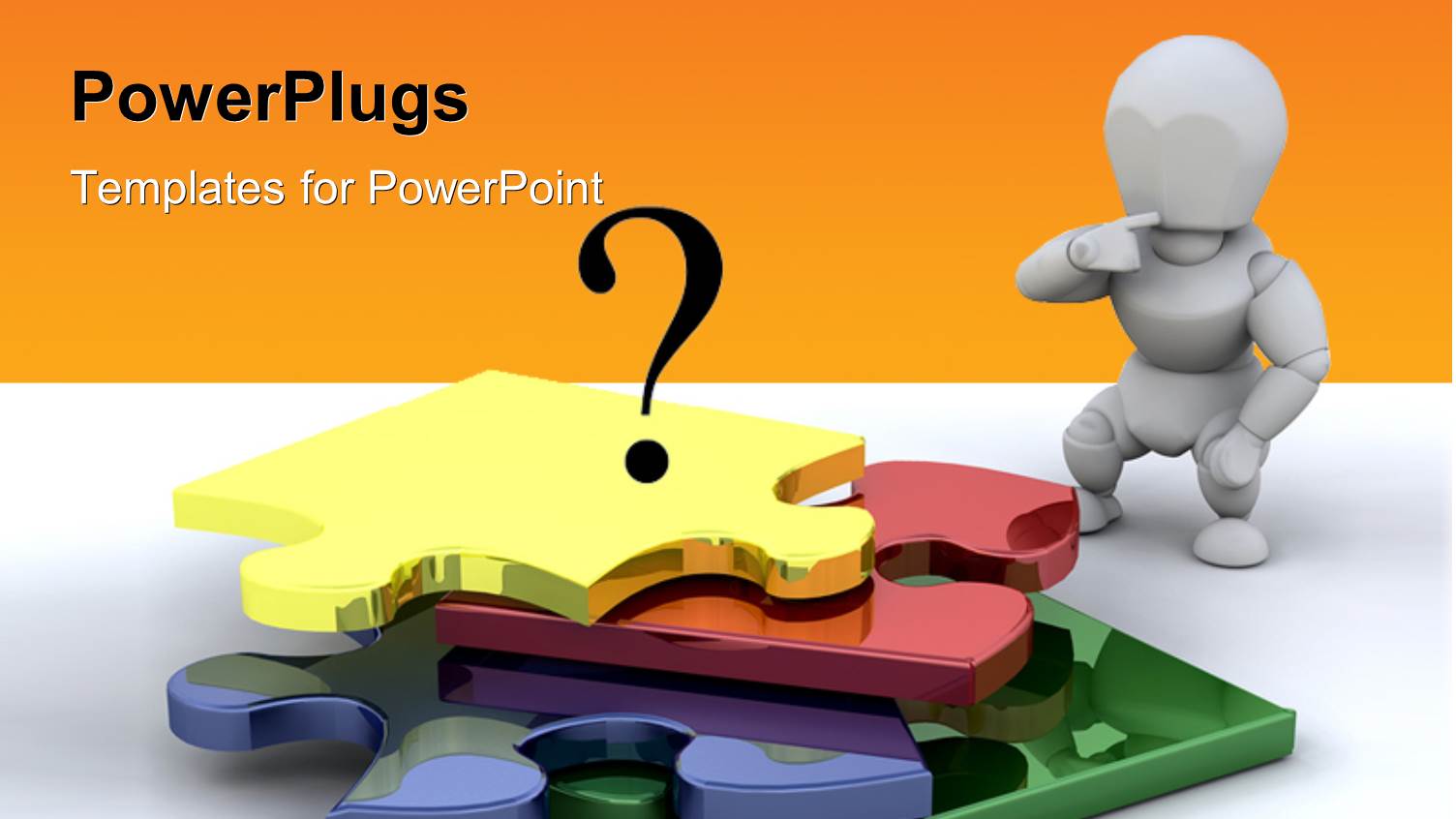 Business Person Standing Next to an Unfinished Puzzle with Orange Color