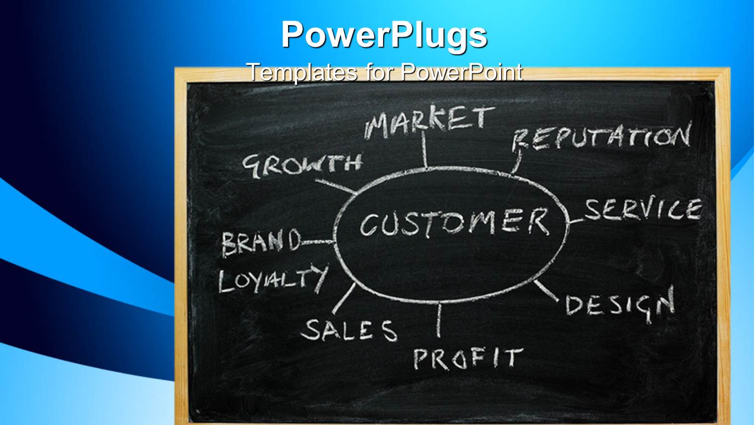 Business Strategy Chart on a Chalk Board, on a Blue Background