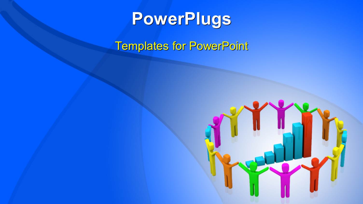 Group of 3D Men Hold Hands Around Business Chart on Blue Background