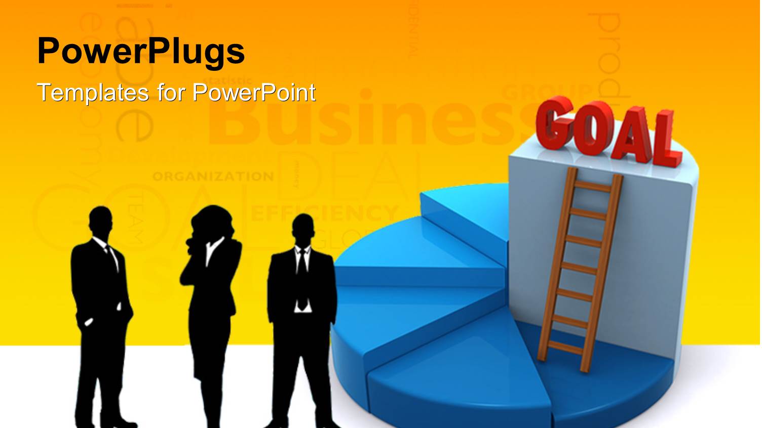 Business Team with Ladder Leading to GOAL on Platform