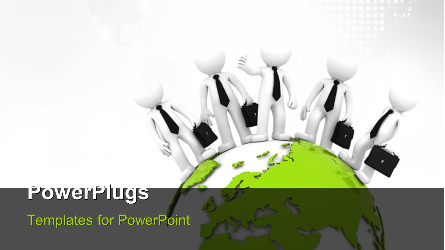 Business Team on Top of the 3D Globe with World Map in the Background