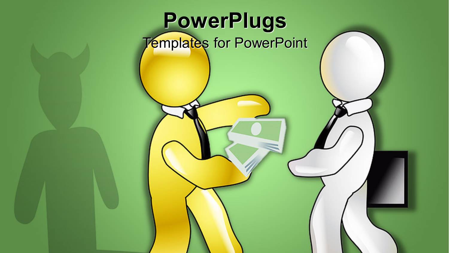 Business Transaction Between Two Men with One Having Shadow of a Devil