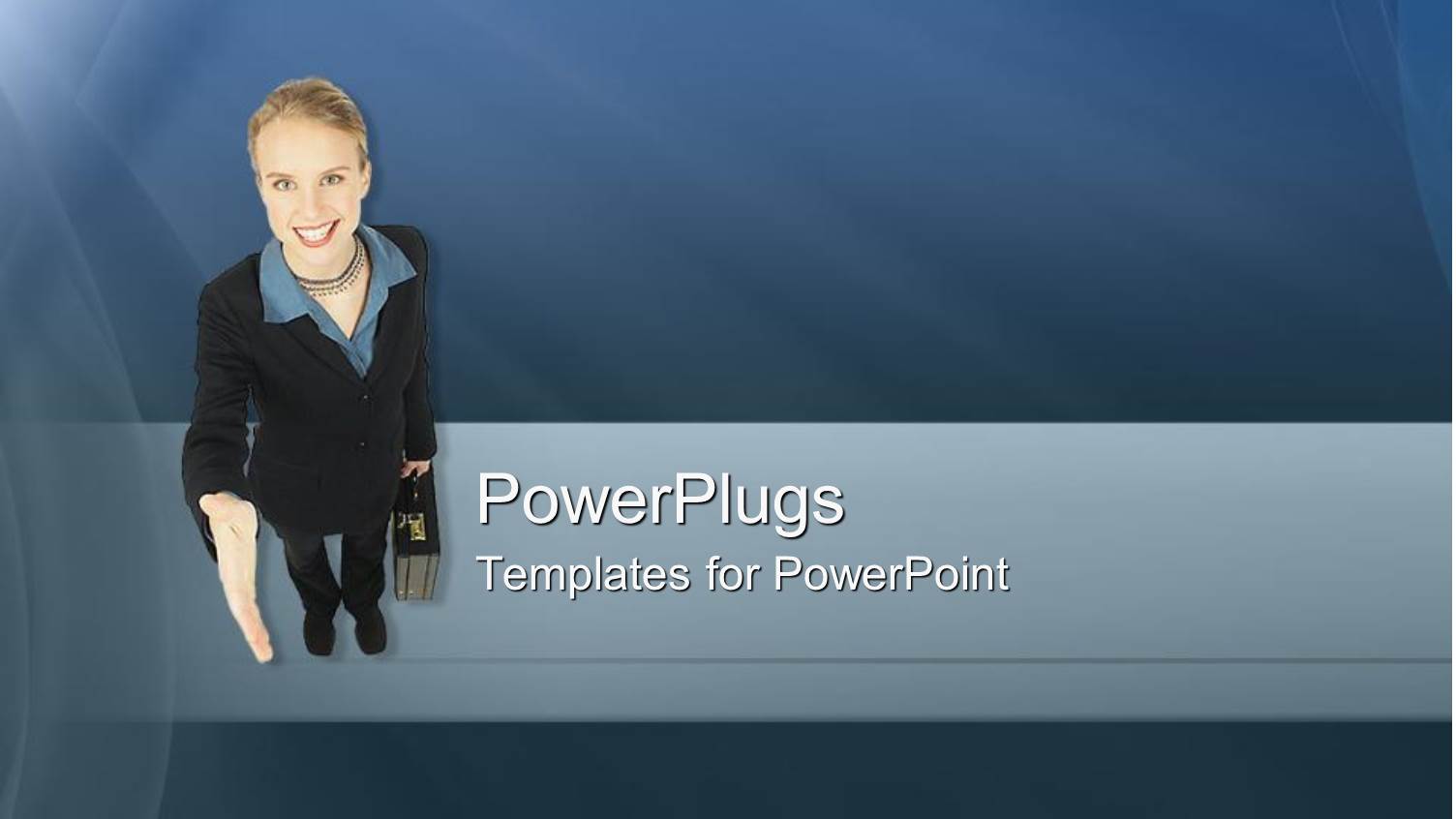 Business Woman Gestures for Handshake on Cool Abstract Background 