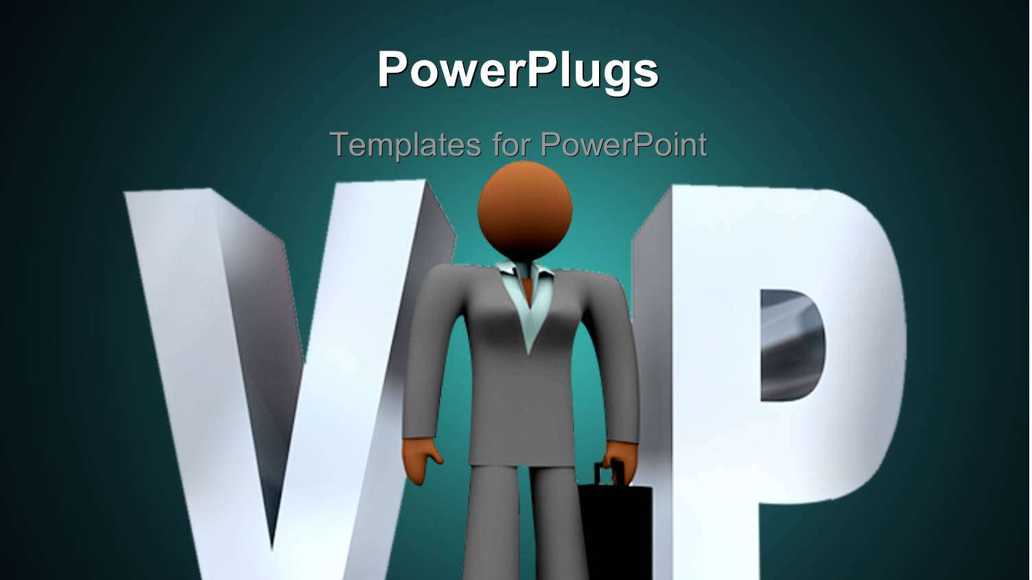 Business Woman Replaces Letter i in 3D Rendering of VIP