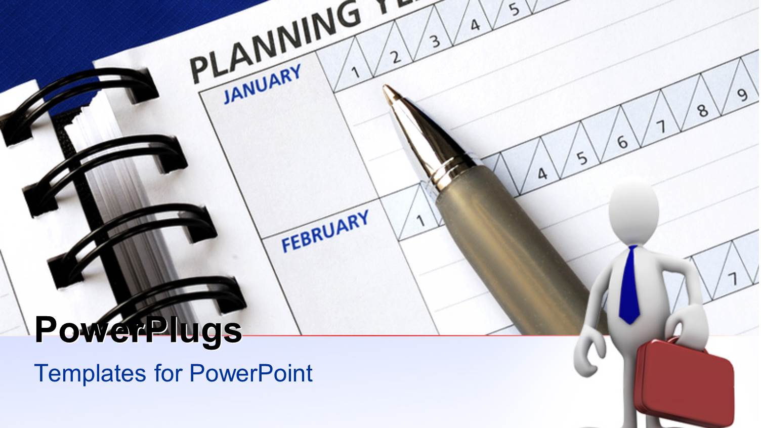 Businessman in Front and Pen Kept with Day Planner