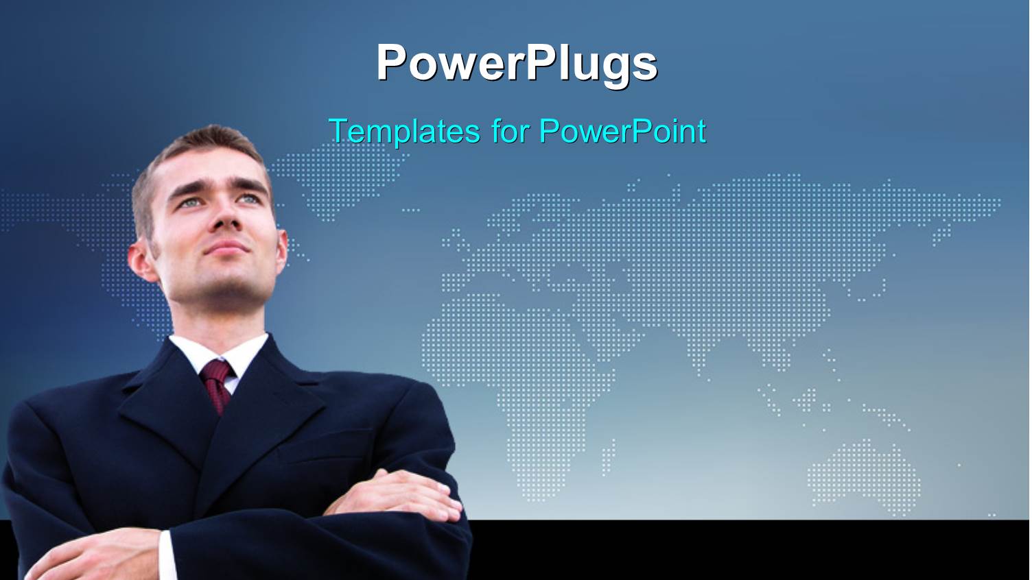 Businessman with Global Thoughts Over World Map in Background