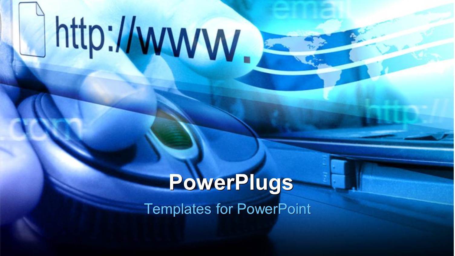 Businessman is about to Push on a Mouse Button to Search on the Internet