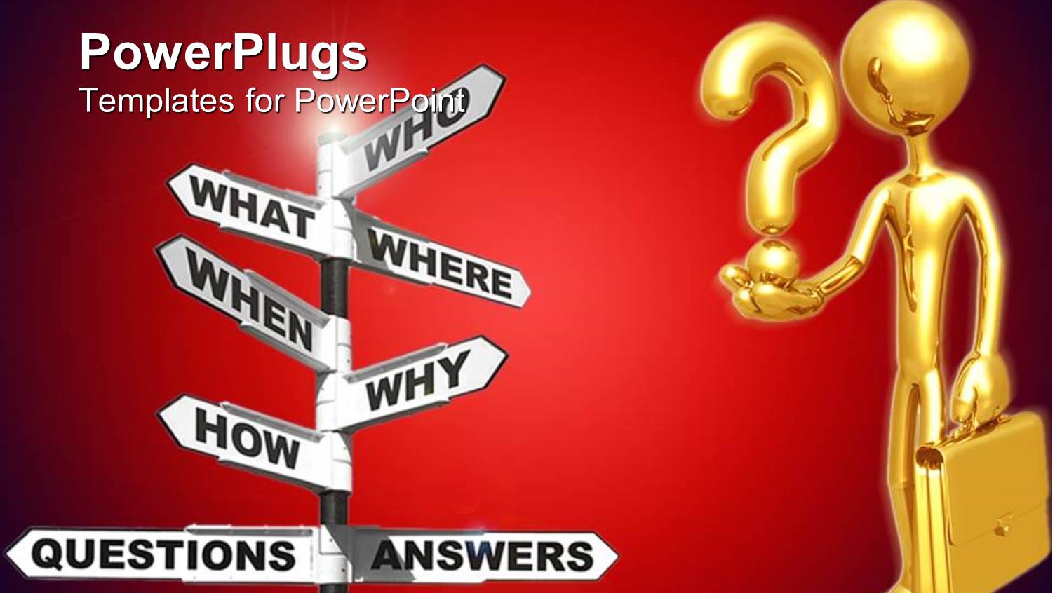 a Businessman with a Question Mark and a Lot of Signs