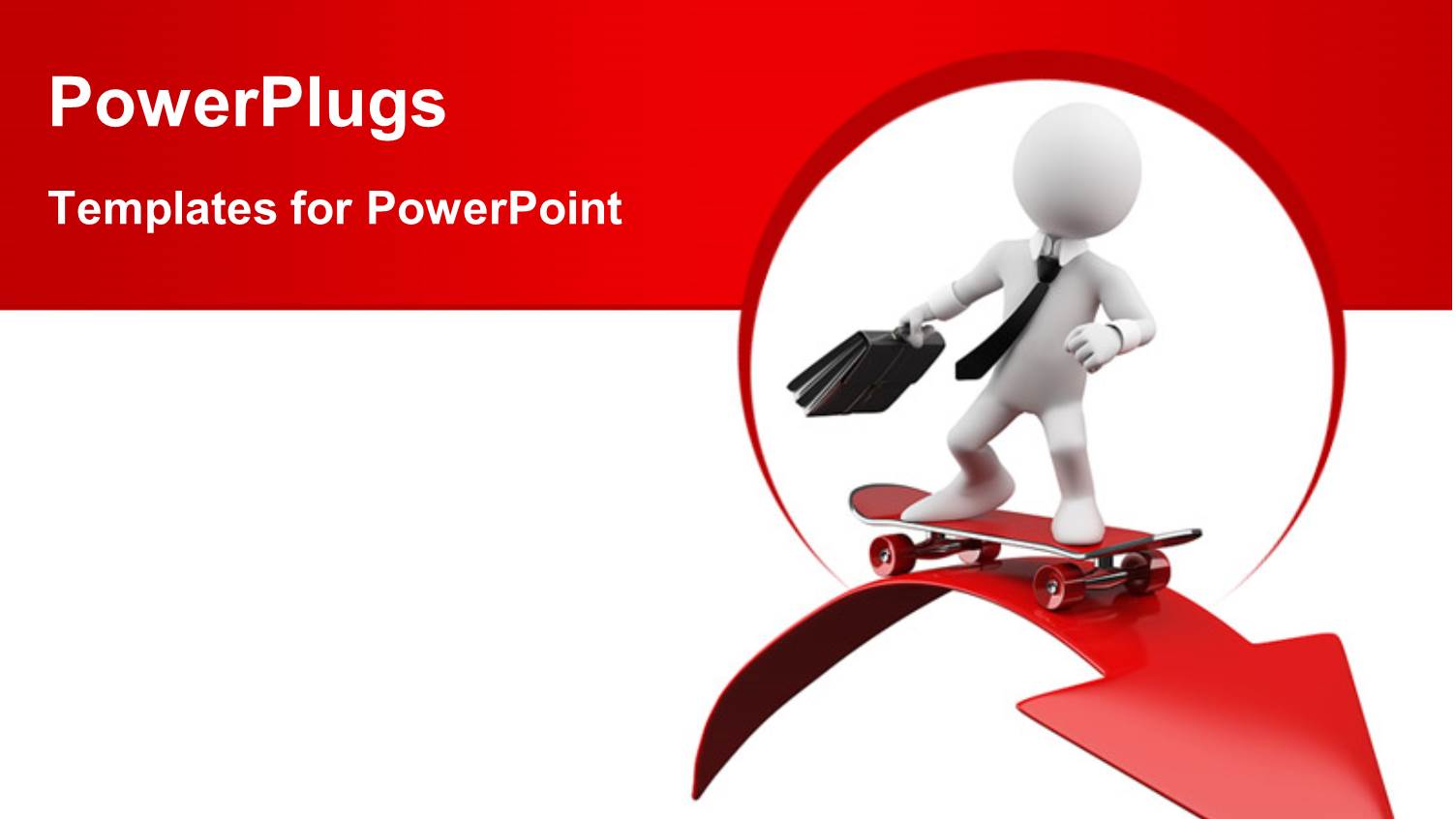 Businessman Skating Over Red Arrow Depicting Progress Concept