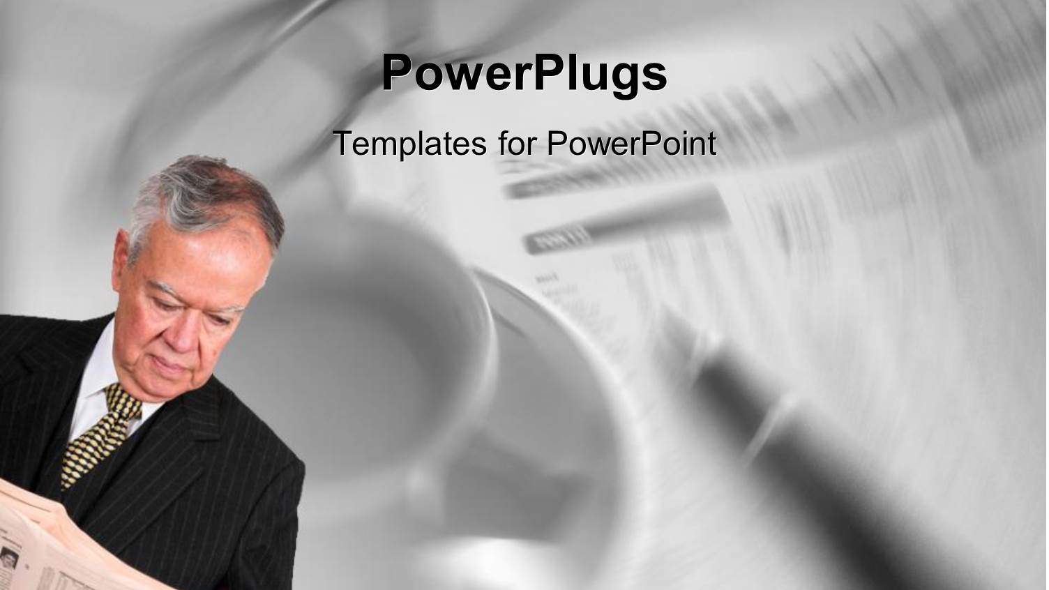 Businessman Studying Newspaper, Coffee Cup, Pen and Papers in Background, Business, Management