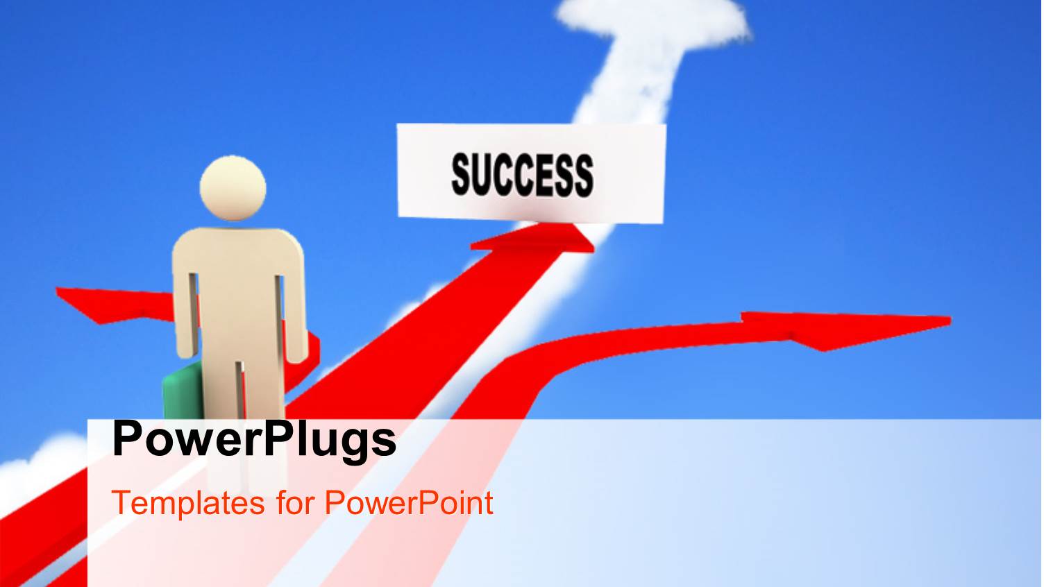 Businessman on Success Path with other Two Arrows Diverging