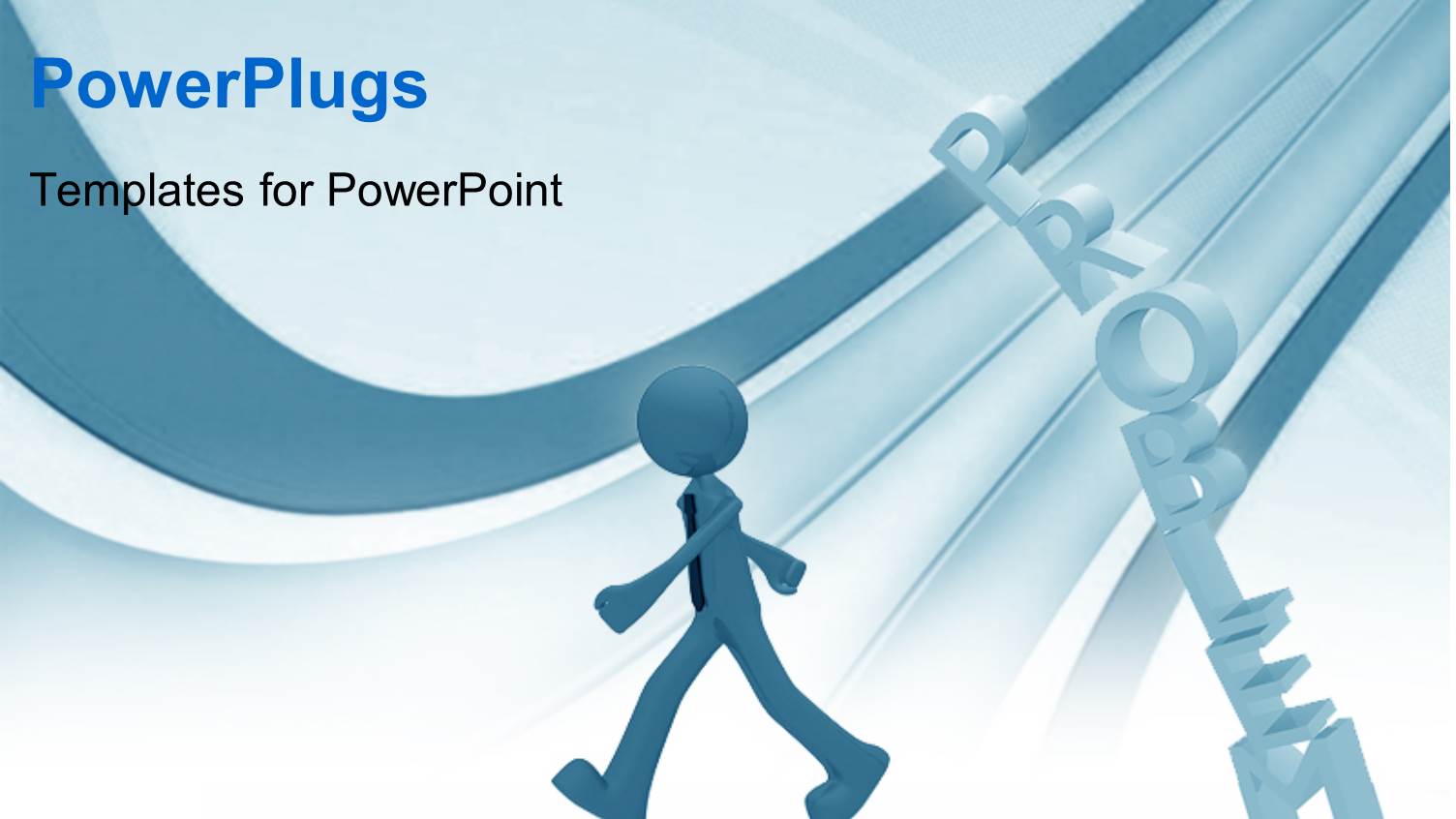 Businessman Trying to Escape Falling 3D Word PROBLEM on Blue Surface