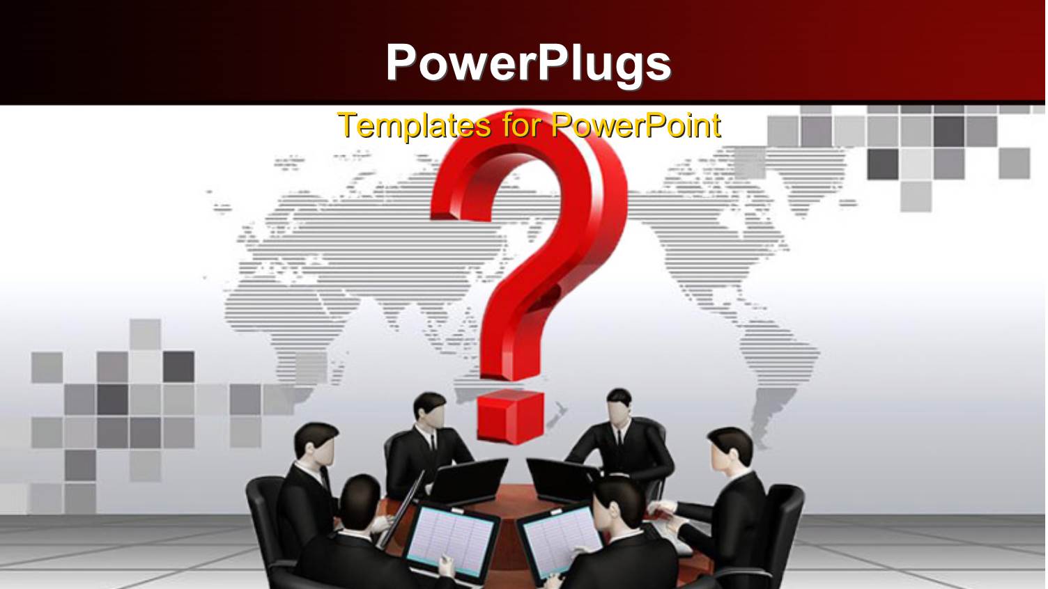 Businessman's Work with Laptops Behind a Round Table and World Map