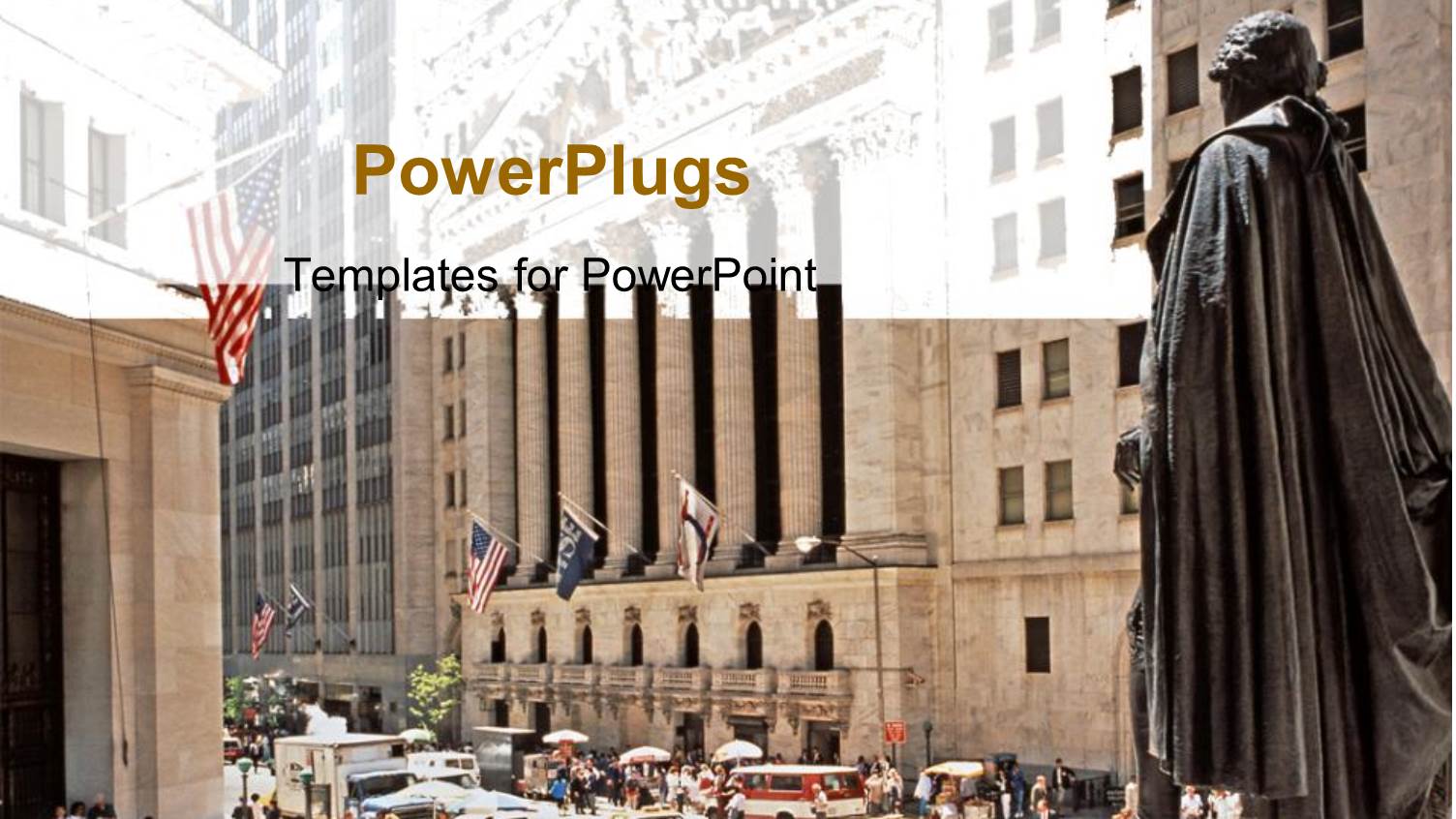 Busy Wall Street Stock Exchange with People and Cars