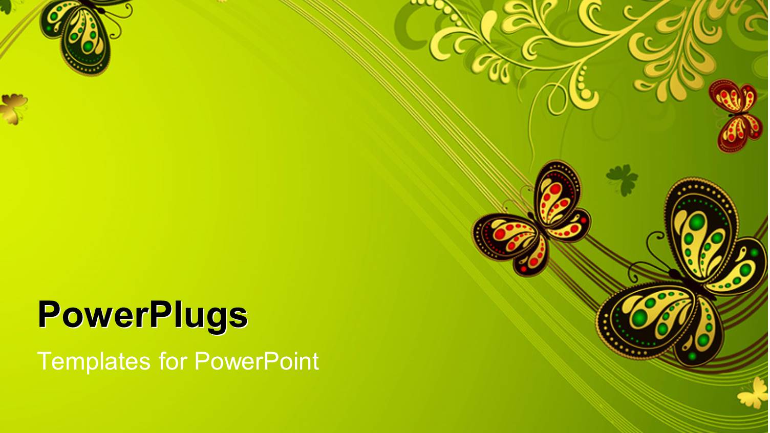 Butterflies and Flower on Olive Green Background