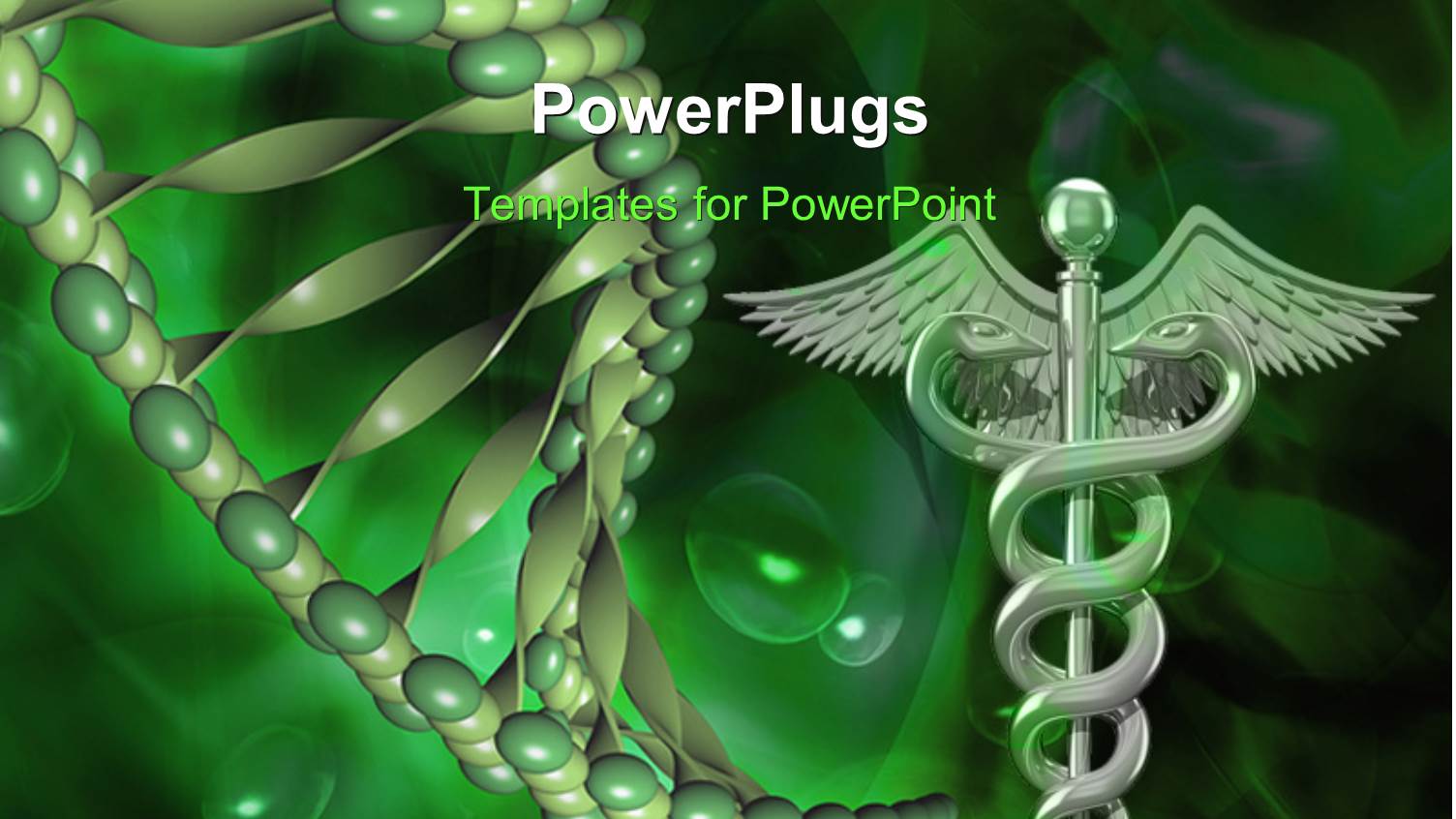 Caduceus Medical Symbol and DNA Structure Over Green Background