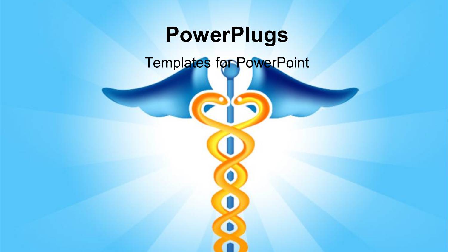 Caduceus Symbol with Two Snakes Hanging Over Blue Background