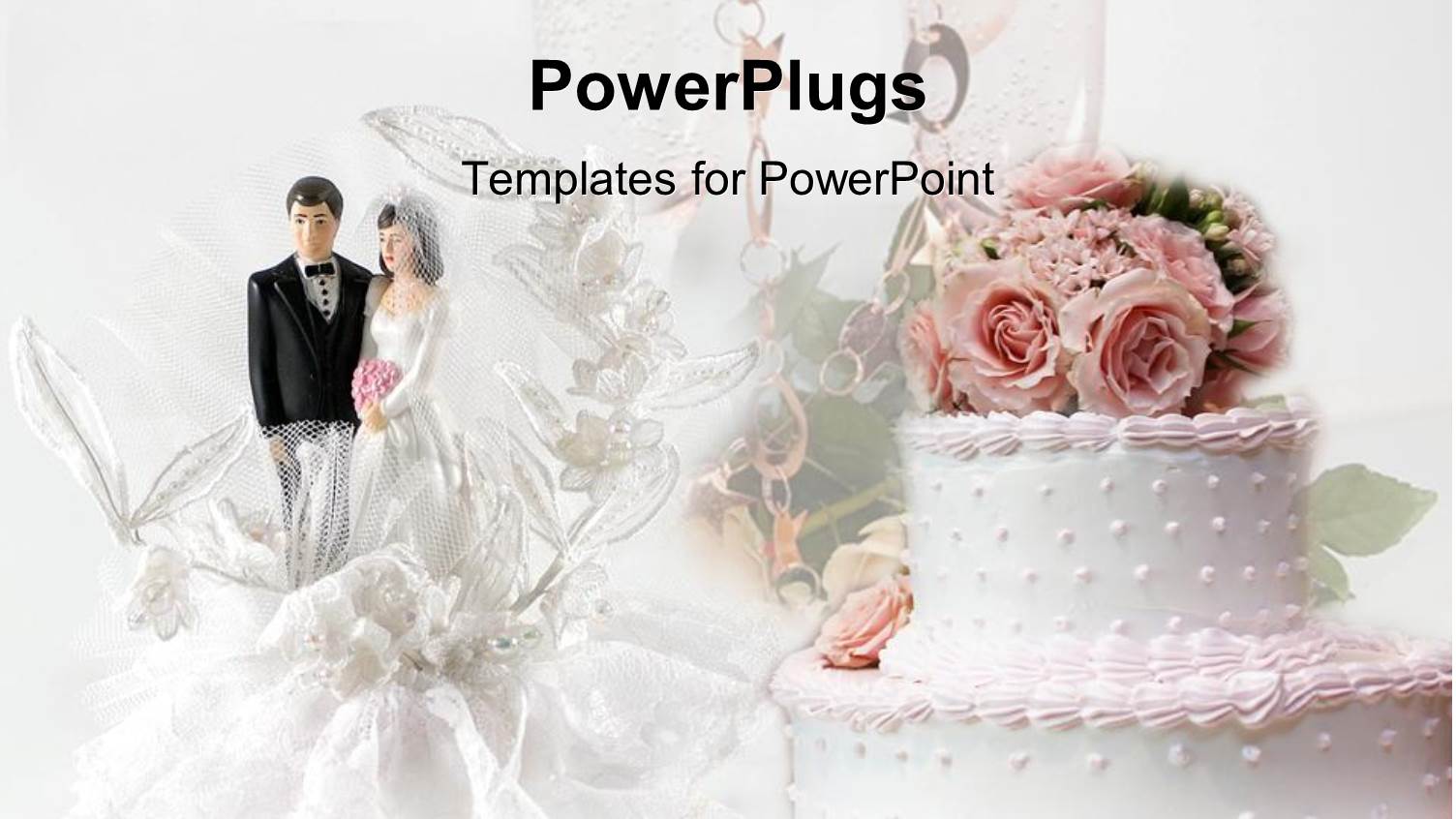 with Cake with Pink Flowers and Married Couple Figure