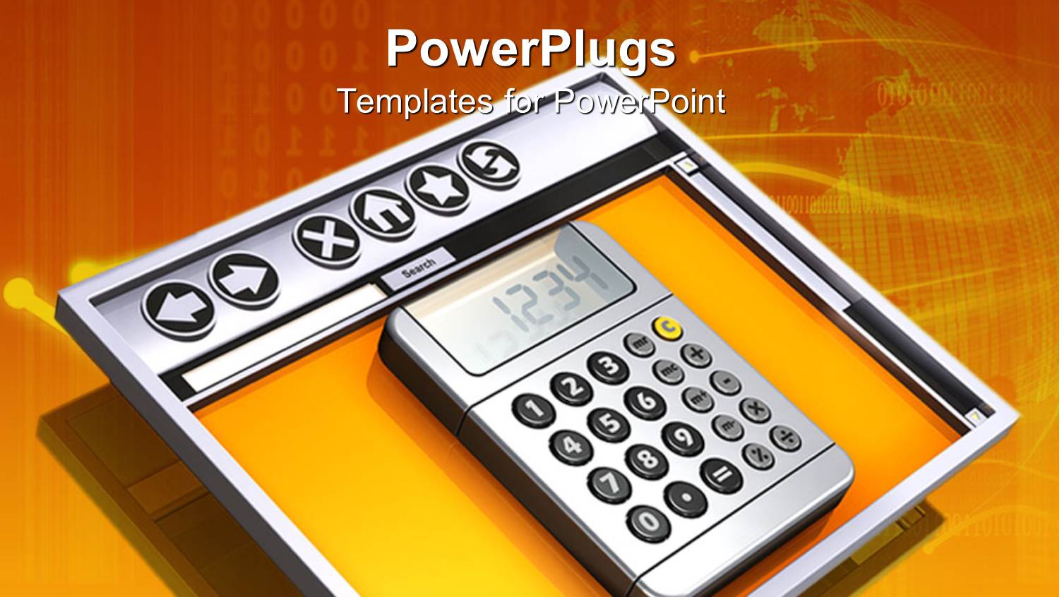 a Calculator with Globe and Binary Numbers in the Background