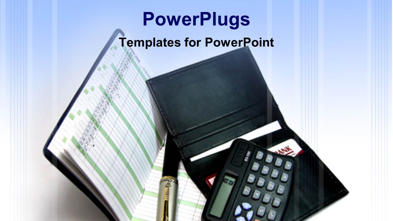 a Calculator with Two Files and Bluish Background