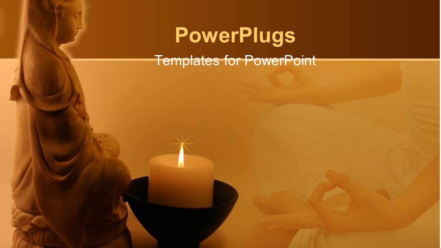 Candle Next to God Figure with Person in Meditation Pose in Background