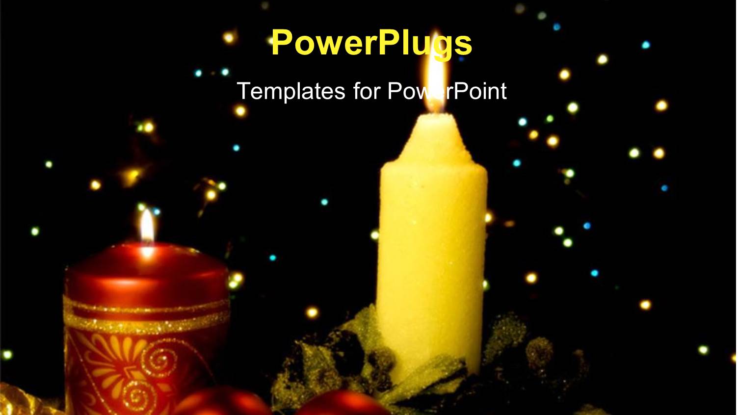 a Candle with a Number of Lights in Background