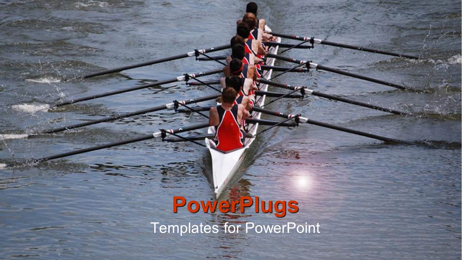 Canoe Being Rowed Uniformly by a Team on a Sea