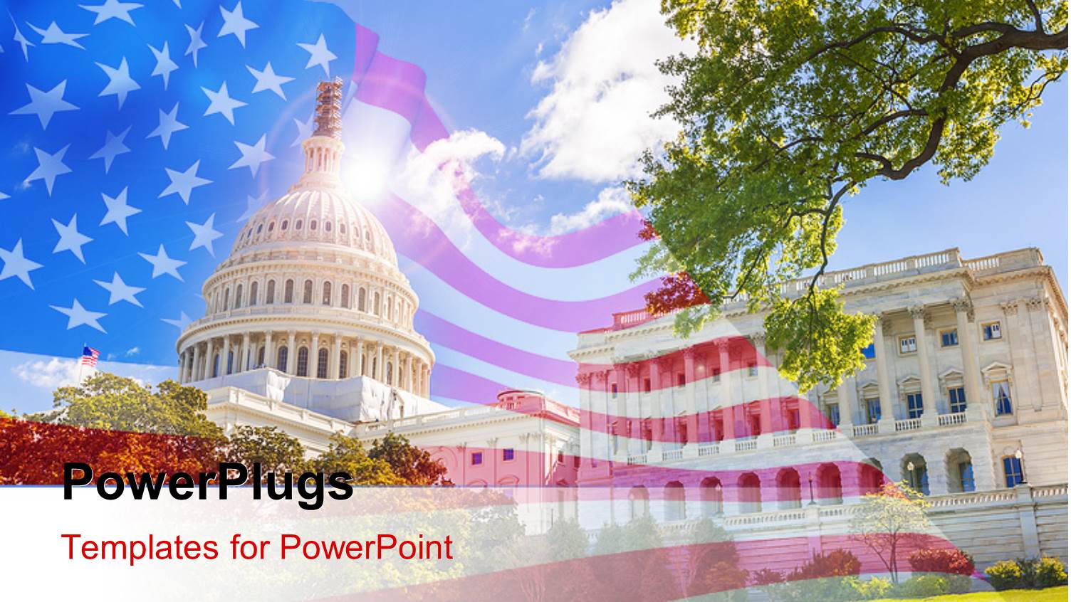 us Capitol and Capitol Hill with American Flag Overlayed