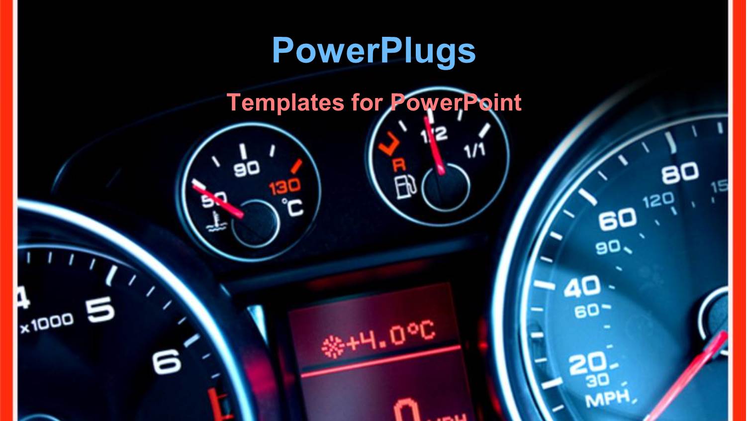 Car Dashboard Showing Speed Meter, Fuel Meter, Engine Temperature Meter and Thermometer
